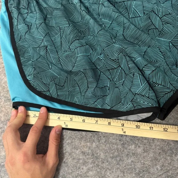 Nike Dri-FIT Womens Running Shorts Teal Black Geometric Print Medium - Picture 7 of 9